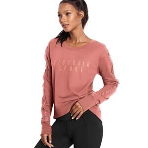 Victoria's Secret Pink Ruffle Long Sleeve Relaxed Sweatshirt Women's Large